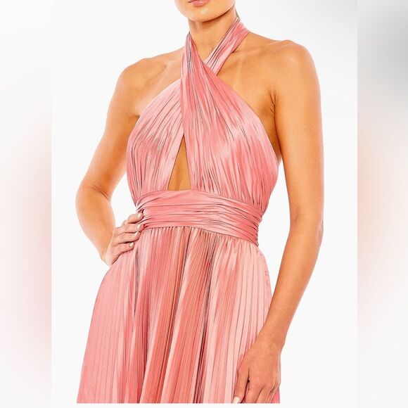 Mac Duggal Pink 11302
Pleated Halter Neck Asymmetrical Hem Gown Maxi Dress 8 - Picture 2 of 13